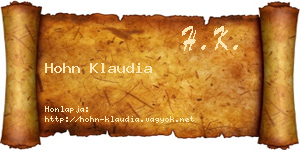 Hohn Klaudia névjegykártya